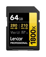 Lexar SDXC Pro 1800x U3 V60 UHS-II 64GB 280MB/s -minneskort